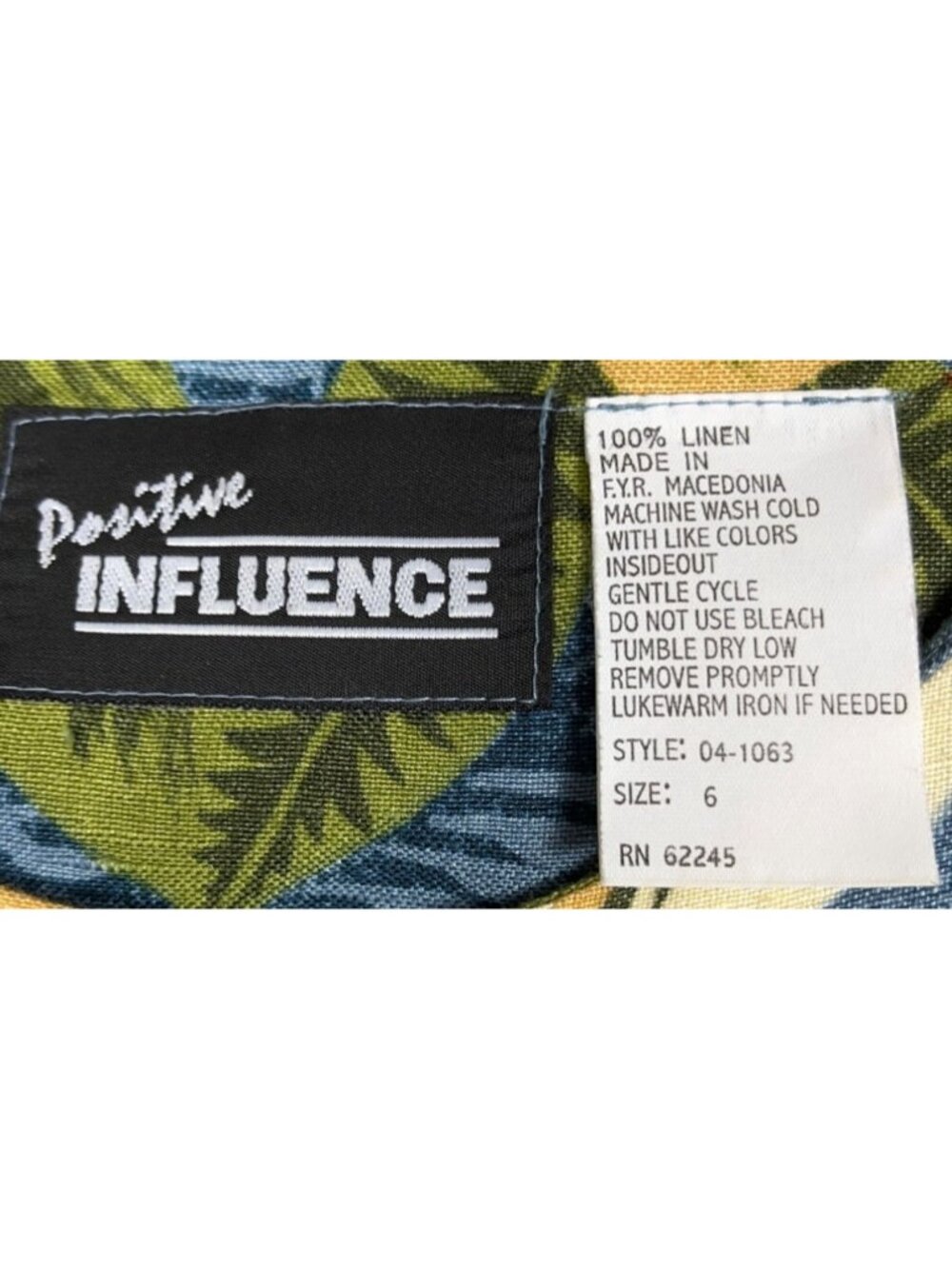 Vtg 80s Dress Linen Blue Tropical Floral Midi Button Artsy Boho Festival Women 6 - Picture 6 of 11